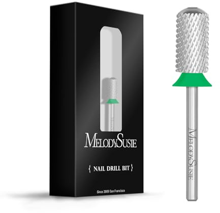 MelodySusie Safety Nail Drill Bits, 3/32'' Smooth Round Top Large Barrel Carbide Bits, Suitable for Manicure Pedicure Cuticle Gel Polishing, Beginners Bits, Silver, Series Bit-S, Coarse