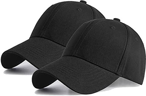 HGDGears Plain Baseball Cap Snapback for Men - Classic 6 Panel Adjustable Sport Casual Sun Visor Hat (2Pack Black+Black)