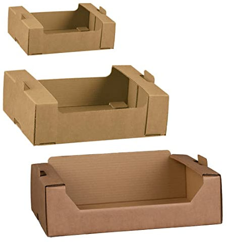 MAQA 5 uds Caja de cartón para cestas, Cajas de Frutas, Cesta de Regalo vacía, Caja de Papel, Bandeja marrón Rectangular 39x29x11 cm