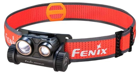 FENIX HM65R-DT Stirnlampe, schwarz, leicht, Doppelstrahl, Laufen, Camping, Outdoor, Sport, 1500 Lumen, 170 m, max. 300 Stunden, weiße und warmweiße LEDs, Sport-BOA-Kopfbandsystem, IP68