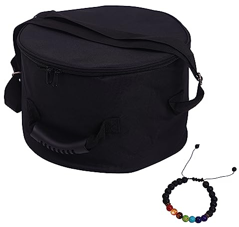 HIVEFISH Singing Bowl Carry Case - 12 inch Black Padded Singing Bowl Bag, Sound Bowl Carrier/Crystal Bowl Bag for Storage and Transport - comes with Adjustable Unisex Chakra Bracelet, Black