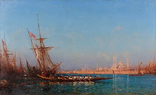 Leinwandbilder Bild Kunst Leinwand Malerei Ölgemälde Blick auf Istanbul von Félix Ziem für Wanddekoration 60x90cm