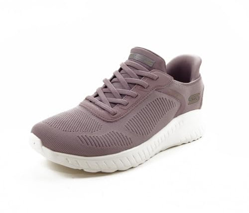 Skechers Women's Bobs Squad Chaos Current Muse Slip-On Sneakers, Lavender Textile, 9 UK