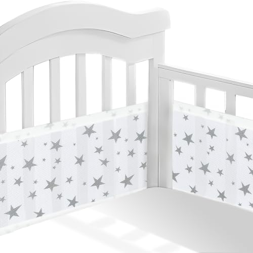 Sour Lemon Baby Nestchen Bettumrandung 2 PCS Bettumrandung Babybett Babybett Leitplanke 3D Mesh Futter, Atmungsaktive Krippenumrandung für Cot Bed, Baby Crib Encloses Anti Airflow (Stern)