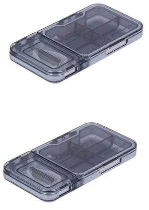 Healvian 2 Stücke Box Täglichen Pille Veranstalter Edelstahl Cutter Medikamente Splitter 4 Lagerung Fach Fall