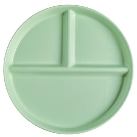 OnePine Assiette Divisée en 3 Adulte Porcelaine, Assiette de Controle des Portions, Assiette Nutrition pour Salade, Dessert, Nouille, Bifteck, Petit déjeuner, Diamètre: 9.25 inch