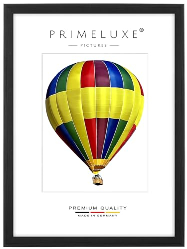 PrimeLuxe Holz Bilderrahmen 75 x 98 cm (Bildmaß) in Kiefer-Schwarz | Farbe und Größe wählbar | Rahmen für Poster | Puzzle | Foto collage | MADE IN GERMANY