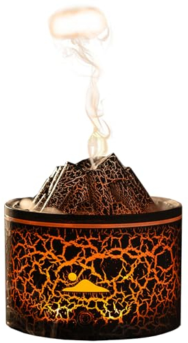 Vulkan-Diffusor für ätherische Öle, Vulkan-Luftbefeuchter, leiser Flammendiffusor, USB-Sprüh-Luftbefeuchter mit 2 Modi, Feuernebel, wasserlos, automatische Abschaltung, Aromatherapie-Diffusor für