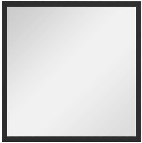 HOMCOM Quadratischer Wandspiegel 50 x 50 cm, schwarzer Holzrahmen, ideal für Badezimmer, Wohnzimmer oder Schlafzimmer