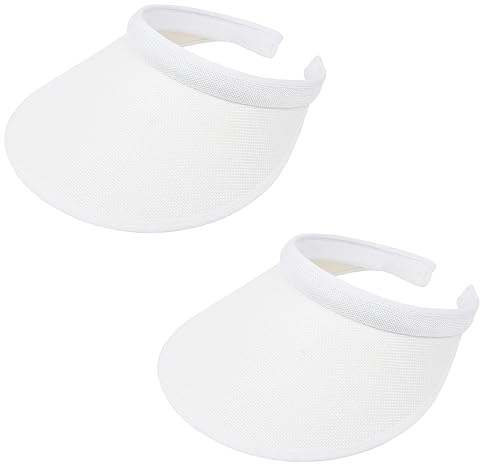 Sonnenblende, breite Krempe, für Damen und Herren, große Clip-on-Visiere, UV-Schutz, Outdoor, Sport, Golf, Strandkappe, 2P, Weiß, 6.75-7.5