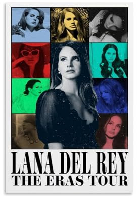 Gufatoo Lana Poster Del Rey Musik, Vintage-Tour-Collage, Musikposter für Zimmer, ästhetische Leinwand, Wandkunst, Schlafzimmerdekoration, 30 x 45 cm