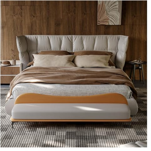 Sitzbank Polsterbank Ende der Bettbank, Lange Lederbank, Moderne gepolsterte Schlafzimmerbank for Wohnzimmer, Foyer, Inneneingangsbereich Sitzhocker Schlafzimmer(Orange,120 * 45 * 55cm)