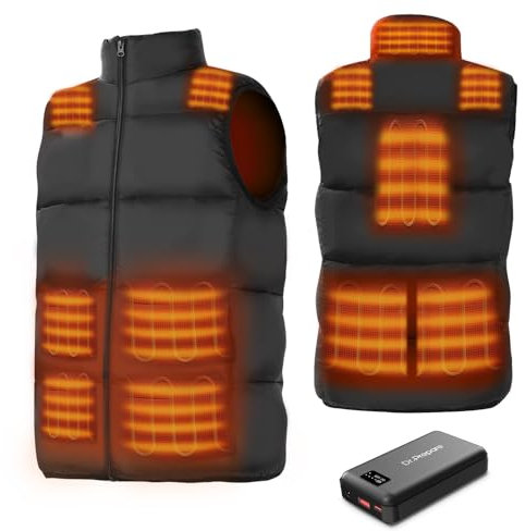 DR.PREPARE Heated Gilet with 7.4V DC Port, Unisex Electric Heated Vest with 10 Heating Zones & 3 Heat Levels, Heated Body Warmer Jacket