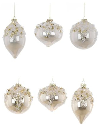 Blanc Mariclò Decoración para árbol de Navidad, bola de cristal con perlas Tarde en la ópera 10x10 cm 6 variantes (1ud) C