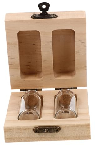 Babyaufbewahrungsbox für Fötalhaare und Milchzähne, 2 Stück Holz Glas | Erinnerung, Glatte Oberfläche, mit Bügel und Aufhängeöse, für Zuhause, 8x8x3,5cm Zufälliger Stil