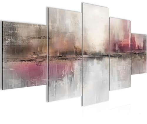 Runa Art Wandbilder Abstrakt 5 Teilig Bild auf Vlies Leinwand Deko Wohnzimmer Schlafzimmer Kunst Rosa Beige 053452b