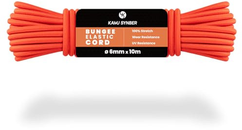 Kamu Synber Gummiseil 6mm x 10m Expanderseil Spanngummi Spannseil Gummischnur für Anhänger, Sonnensegel, Plane | UV Beständig Wetterfest | Orange