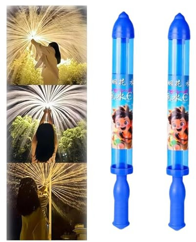 2 Pcs Firework Water Gun,Romantic Firework Style Water Spray Toy for Couples, Pull-Out Sprinkler Spray Toys Family Friends Interactive Pool Game for Bathing, Pool, Party (B)