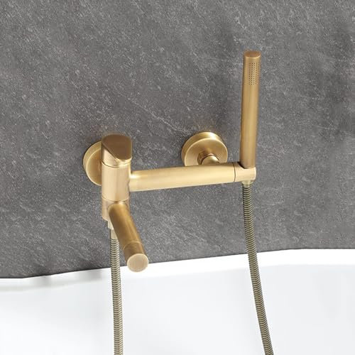 ANWEALTH Robinet de Baignoire de Salle de Bain en Cascade Robinet de Baignoire Encastré avec Douchette à Main Robinet Pivotant à 90 ° Antique Baignoire Rétro Antique