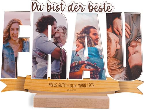 Frau Geschenk personalisiert - Foto Holzbild opt. mit Sockel - Geschenke für Frauen, Frau Geburtstagsgeschenk, Originelles Fotogeschenk für Frauen zum Geburtstag, Kollegin Geschenke