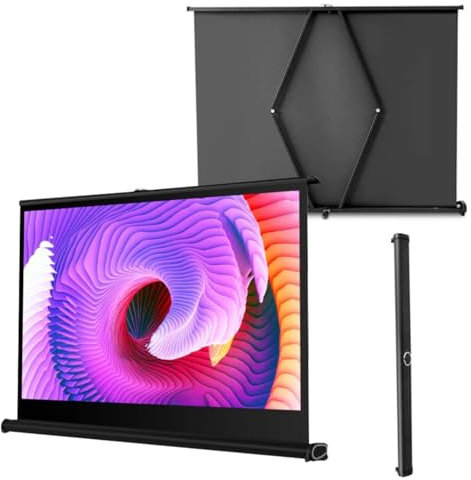 Portable Tabletop/Desktop Projector Screen, Mobile Movie Screen Pull-Up HD Screen with Storage Bag, Movie Projection Screen Outdoor 30/40/50inch, 16:9 Manual Pull Up Projection Screen(16:9,50)