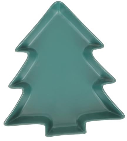 GARVALON Plato Cerámico Forma De Árbol De Navidad Para y Aperitivos Tazón Decorativo De Cerámica Para Secos y Snacks Diseño Para Celebraciones Navideñas