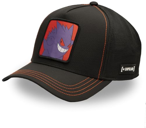 Pokemon Kappe für Damen und Herren, Trucker-Kappe, verstellbar durch Snapback, Schwarz/Rot/Violett, One size
