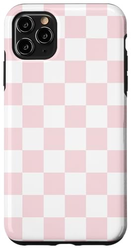 Cute Light Pink White Checkered Pattern Minimalist Graphic Case for iPhone 11 Pro Max