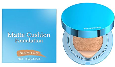 Cushion Foundation Kompakt, Matte Liquid Makeup, Full Coverage Concealer, Long Lasting Waterproof Lightweight Air Puff Design for Women Daily Beauties Use, 15 g, 1 Stück