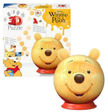 Ravensburger Winnie the Pooh with Ears 72-Piece Puzzle Ball – 3D Jigsaw Puzzle Toy for Kids & Adults, Fun and Educational Brain Teaser