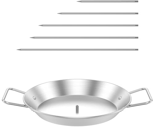 Vertical Meat Kebab Skewer Stainless Steel Vertical Skewer Grill Stand Barbecue Rack with Handles and 5 Different Sizes Replacement Spikes for Whole Chicken Fish Sausage Steak (5 Poles)