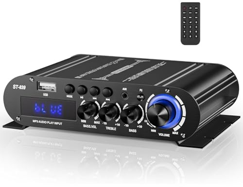 XRLUC Mini Bluetooth Amplifier 2.1 Channel with Subwoofer Bass Out, Home Audio Stereo Systems Hi-Fi Digital Class Music for Passive Speakers PC TV Phone Car Vehicle (Power Supply NOT Include)