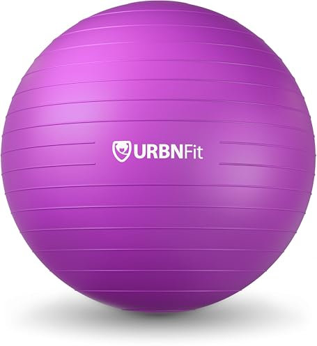 URBNFit Ballon d'exercice – Balles d'équilibre (exercice de ballon) yoga, pilates, fitness, stabilité, entraînement, équipement de fitness à domicile – Chaise suisse anti-éclatement avec pompe (55 cm,