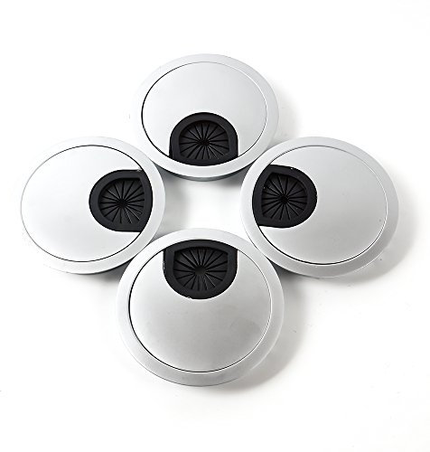 4 x 60mm Desk Table Grommet Cable Tidies PC Computer Stainless Steel Cable Hole Covers
