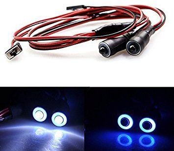 AXspeed 10mm 2Lights Engel Eyes & Demon Eyes Light Scheinwerfer Rücklicht für 1/10 RC Auto (Blau + Weiß)