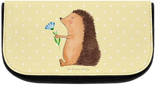 Mr. & Mrs. Panda Kosmetiktasche Igel Blumen - Geschenk, Tiermotive, Krankheit, Kulturbeutel, Kosmetik Tasche, Gute Besserung, Gute Laune, Kleine
