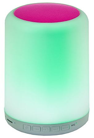 LED-Highlights Led Stimmungslicht Bluetooth Lautsprecher 16 Farben 9,5 x 14,5cm Tischlampe mit Bluetooth Lautsprecher Outdoor Lautsprecher Lampe Musikbox Lampe Bluetooth Box (Pink)
