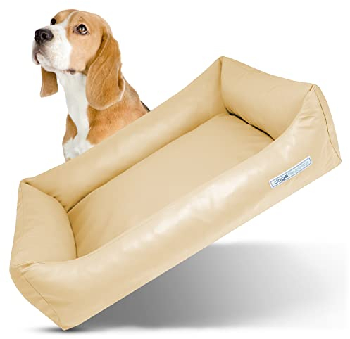 dogsfavorite Hunde-Bett - waschbares Hundekörbchen - hochwertiges Hundesofa - gelenkschonendes Hundekissen - robuste Hundematte - Hundekorb - Creme - Gr. L 115 x 85 cm
