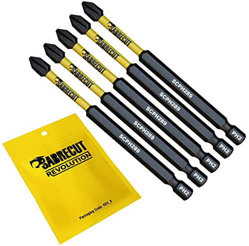 5 x SabreCut SCPH289_5 89 mm PH2 Set di punte per cacciavite a impatto magnetico Phillips Heavy Duty compatibile con Dewalt Milwaukee Bosch Makita e altro