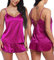 RSLOVE Pigiama da Donna in Raso Lingerie Sexy Indumenti da Notte Cami Shorts Set Indumenti da Notte Viola XXL