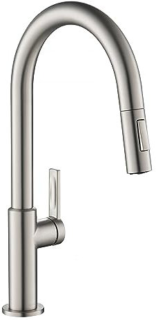 Kraus KPF-2820SFS Oletto - Grifo de cocina desplegable de una sola manija, 17 pulgadas, acero inoxidable libre de manchas