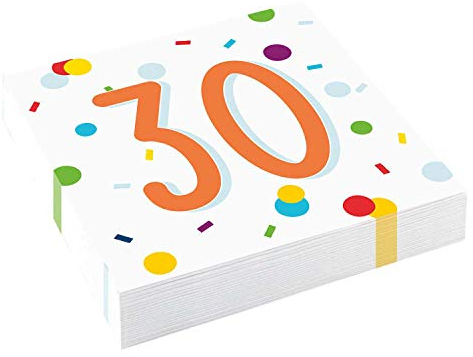 20 Confetti Birthday 30th Birthday Luncheon Napkins 33cm