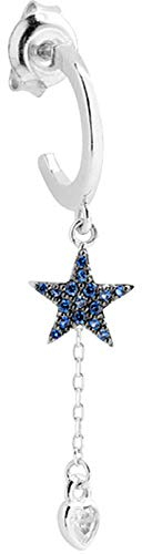 Orecchino mezzaluna con stella e cuore di zirconi blu