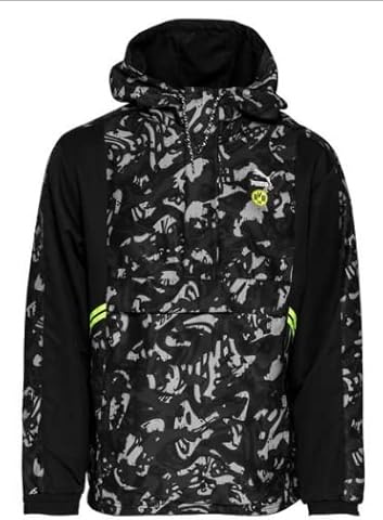 PUMA Borussia Dortmund BVB TFS Half-Zip Woven Kapuzenjacke Herren schwarz/grau, S (44/46 EU)
