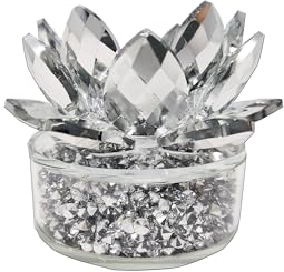 Portacandela in vetro argentato a forma di fiore di loto, 12 cm, elegante, decorativo per la casa