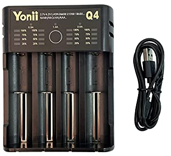 Professor Optiken universal Batterie-Ladegerät/für Lithium-Ionen (Li-Ion) und Nickel-Metall Akkus (NI-MH), 0,5-2A, 4er/4-fach für Fast alle Akkus geeignet (CR123, 16340, 18650, AA, AAA) | Yonii Q4