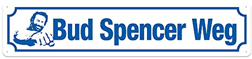 Blechwarenfabrik Braunschweig Bud Spencer Weg Dekoschild Straßenschild aus Blech Mehrfarbig, Maße: 10cm x 46cm, STRC06