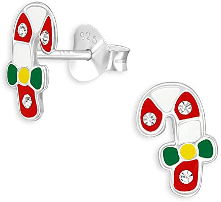 Monkimau Kinderohrringe Zuckerstangen Ohrstecker aus 925 Sterling Silber mit Kristallen und bunt emailliert