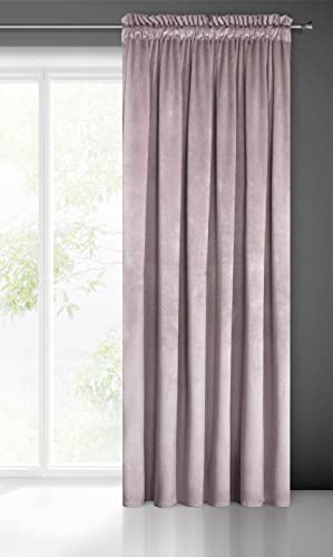 Eurofirany PIERRE Tenda in Velluto con Fettuccia Arricciatenda - 1 Pz. Tenda Termica Isolante in Velluto, Opaca, Oscurante, Per cameretta, Soggiorno, 140x300 cm, Rosa Cipria