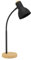 EGLO Tischlampe Veradal, 1 flammige Schreibtischlampe, skandinavisch, Tischleuchte aus Metall, Kunstsoff in Schwarz, Holz in Braun, Bürolampe, Lampe mit Schalter, E27 Fassung